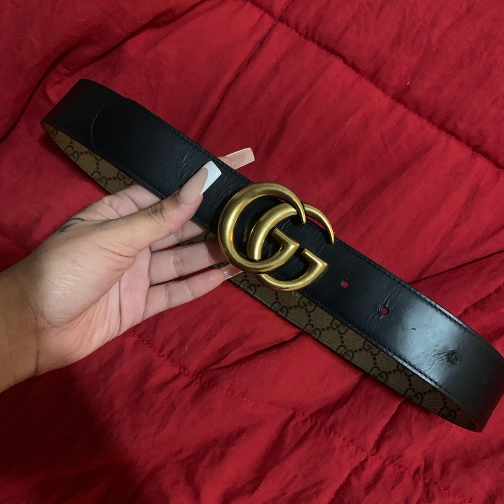 AUTHENTIC GUCCI WOMENS REVERSIBLE DOUBLE GG MARMONT BELT SIZE 80 ( 28-30 Waist )
